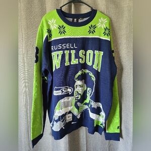 KLEW NFL Men's Seattle Seahawks Russell Wilson #3 Sweater Size XL